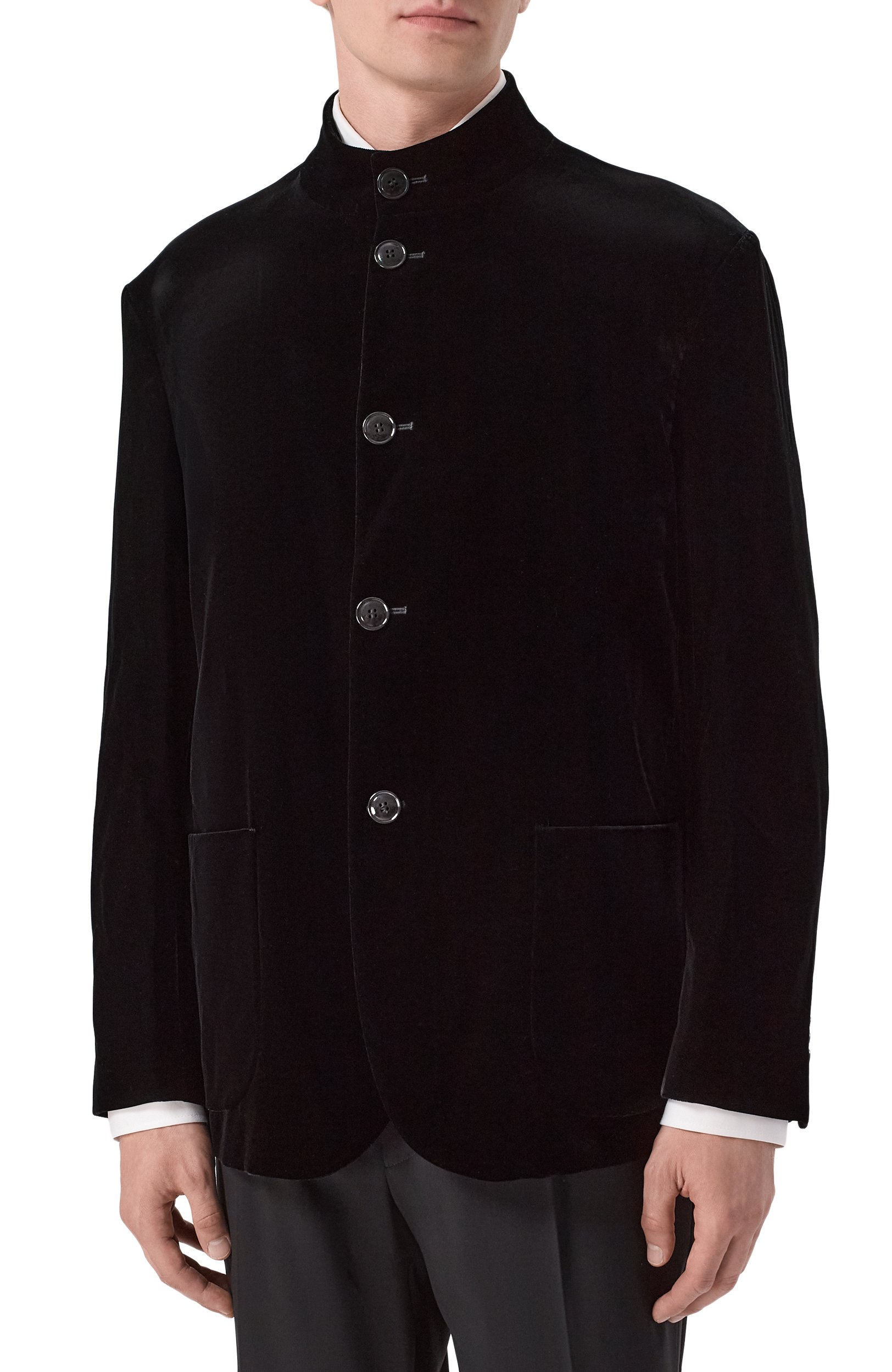 Бархатный пиджак GIORGIO ARMANI черного цвета по цене 297500 руб., арт. GM004677/TE10046, фото 3 Бархатный пиджак GIORGIO ARMANI, арт. GM004677/TE10046, фото 3