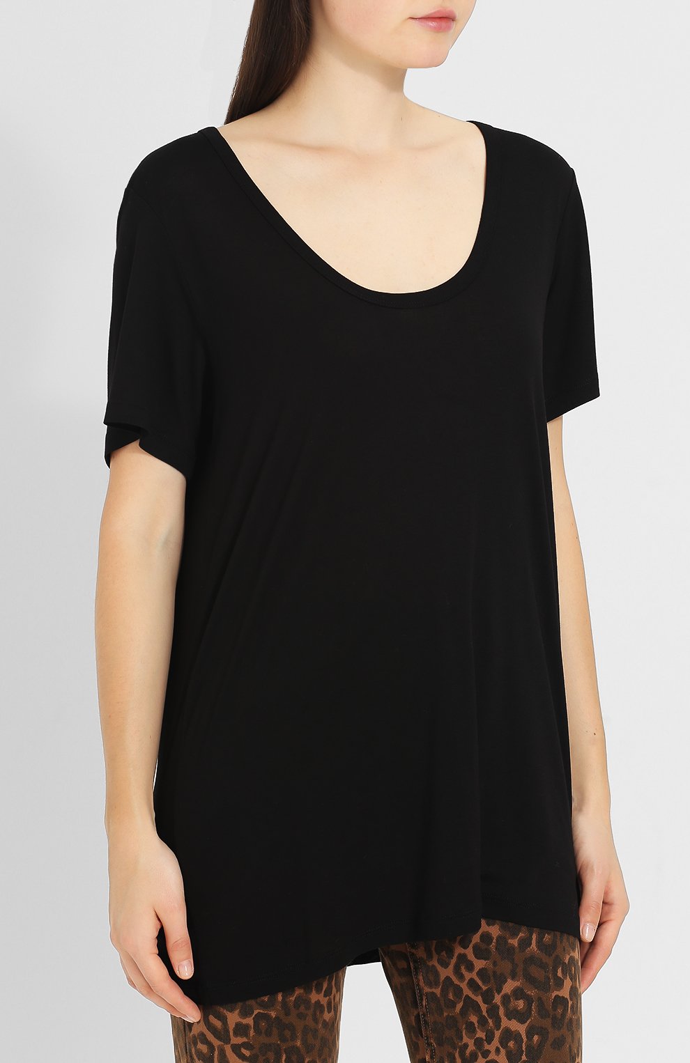 Однотонная футболка с круглым в ырезом из вискозы ALEXANDERWANG.T, арт. 4C281004A0, фото 3
