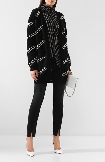 Шерстяной кардиган BALENCIAGA черно-белого цвета по цене 81900 руб., арт. 555275/T1471, фото 2 Шерстяной кардиган BALENCIAGA, арт. 555275/T1471, фото 2