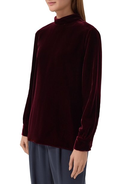 Бархатная блузка GIORGIO ARMANI бордового цвета по цене 272500 руб., арт. GW004030/TE10831, фото 3 Бархатная блузка GIORGIO ARMANI, арт. GW004030/TE10831, фото 3