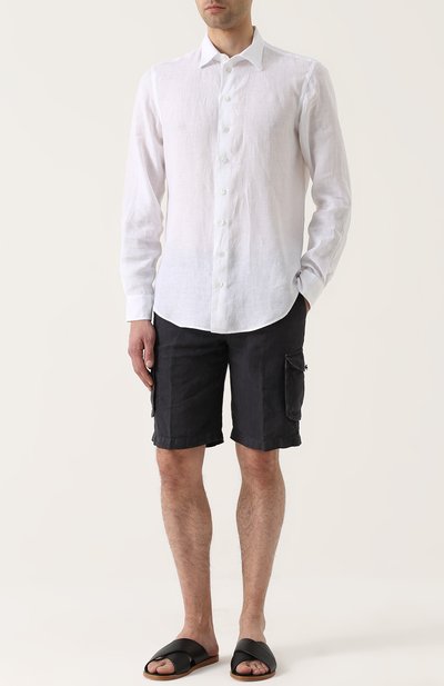 Льняные шорты с накладными карманами KITON, арт. UFPPB/6N95, фото 2