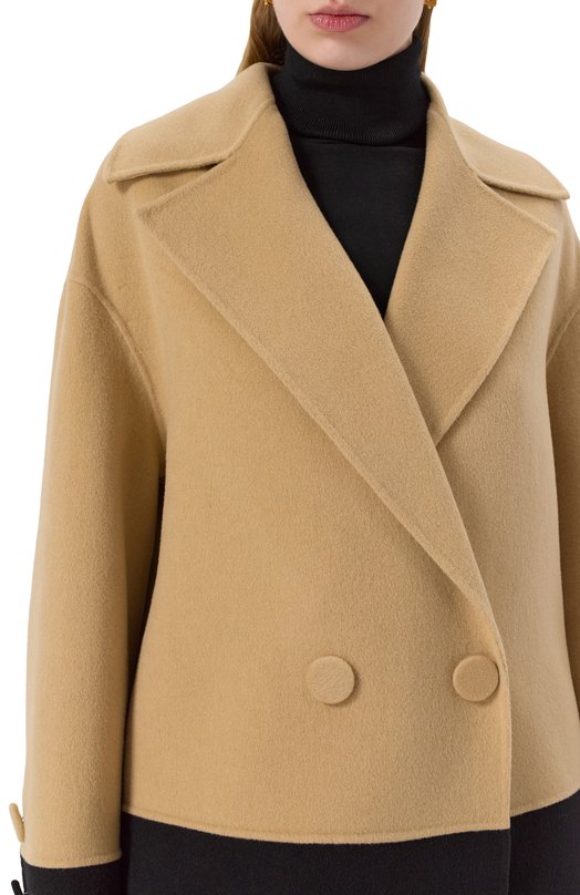 Шерстяное полупальто Max Mara Studio ALPACA Бежевый  ALPACA Фото 5