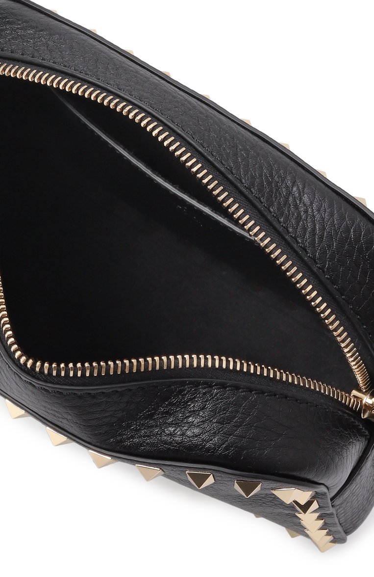 Женская сумка rockstud VALENTINO черного цвета, арт. 5W2B0809/VSF | Фото 5 (Размер: mini; Материал сплава: Проставлено; Материал: Натуральная кожа; Драгоценные камни: Проставлено; Ремень/цепочка: На ремешке)