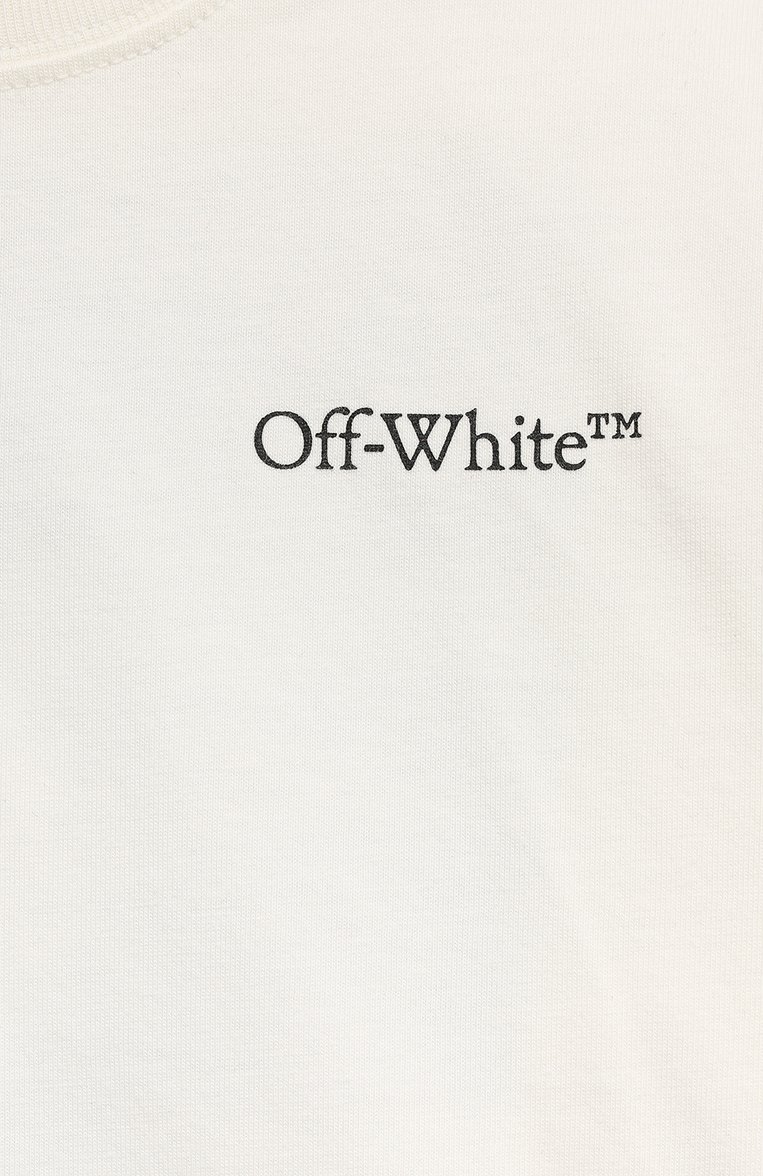 Детская хлопковый лонгслив OFF-WHITE белого цвета, арт. 0BAB001F23JER001 | Фото 3 (Рукава: Длинные; Материал внешний: Хлопок; Мальчики Кросс-КТ: Лонгслив-одежда)