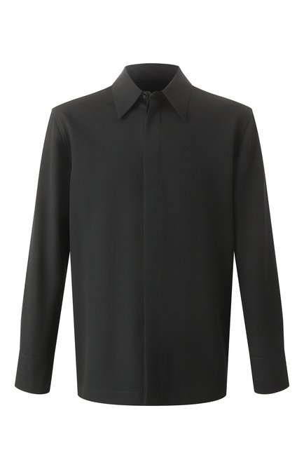 Мужская шерстяная рубашка JIL SANDER черного цвета, арт. J22DL0298/J40002 | Фото 1 (Длина (для топов): Стандартные; Драгоценные камни: Проставлено; Материал внешний: Шерсть; Материал сплава: Проставлено; Рукава: Длинные)