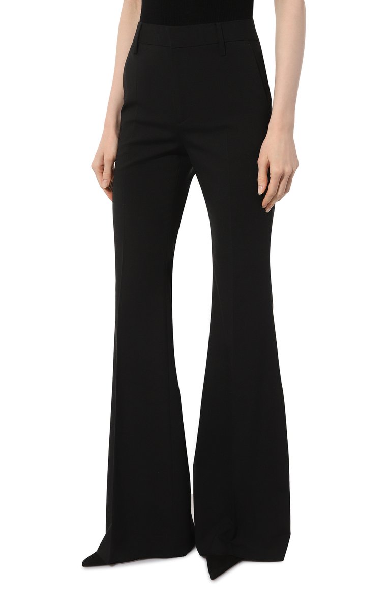 Женские брюки DSQUARED2 черного цвета, арт. S75KB0314/S54411 | Фото 3 (Материал внешний: Шерсть, Синтетический материал; Силуэт Ж (брюки и джинсы): Расклешенные; Женское Кросс-КТ: Брюки-одежда; Стили: Кэжуэл; Длина (брюки, джинсы): Стандартные; Автоматизация ТО: Проставлено; Автоматизация состава: Проставлено)