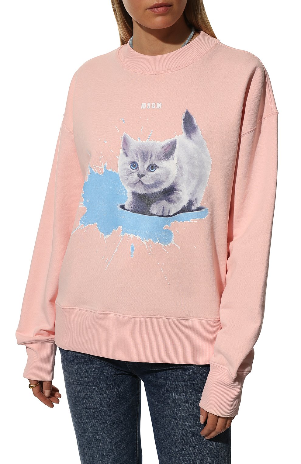 Хлопковый свитшот MSGM розового цвета по цене 23800 руб., арт. 3241MDM162 227299, фото 3 Хлопковый свитшот MSGM, арт. 3241MDM162 227299, фото 3