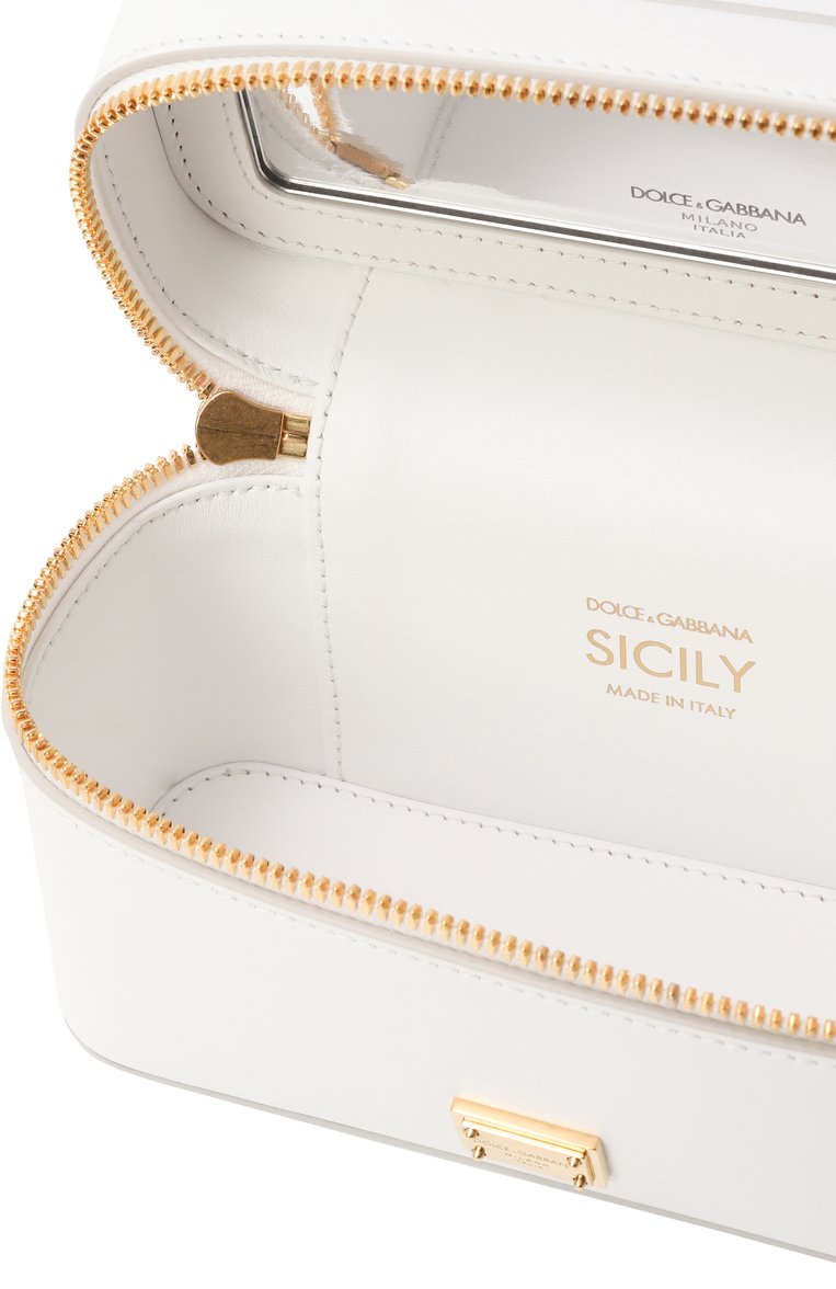 Женская сумка sicily DOLCE & GABBANA белого цвета, арт. BB7800/B7321 | Фото 5 (Материал: Натуральная кожа; Ремень/цепочка: На ремешке; Размер: mini; Автоматизация ТО: Проставлено; Автоматизация состава: Проставлено)