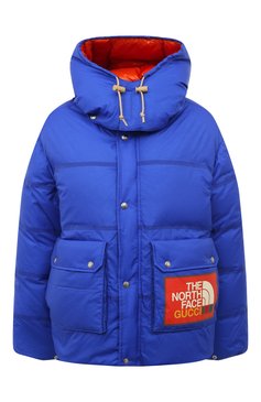 Женский пуховик the north face x gucci GUCCI синего цвета, арт. 663735 XAACY | Фото 1 (Стили: Спорт-шик; Кросс-КТ: Пуховик; Материал утеплителя: Пух и перо; Материал внешний: Синтетический материал; Драгоценные камни: Проставлено; Материал сплава: Проставлено)