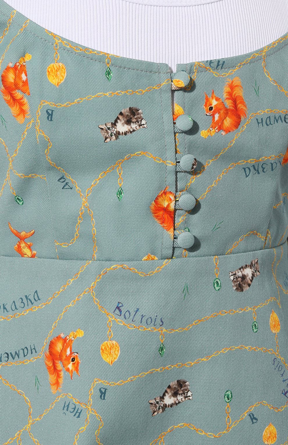 Хлопковое платье BOTROIS бирюзового цвета по цене 28900 руб., арт. SKU00033503, фото 5 Хлопковое платье BOTROIS, арт. SKU00033503, фото 5