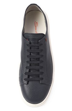Мужские кожаные кеды SANTONI темно-синего цвета, арт. MBCG21430BARCMMD | Фото 6 (Драгоценные камни: Проставлено; Материал внутренний: Натуральная кожа; Материал внешний: Натуральная кожа; Материал сплава: Проставлено; Подошва: Массивная; Кросс-КТ: Низкие; Материал утеплителя: Без утеплителя; Стили: Классический)