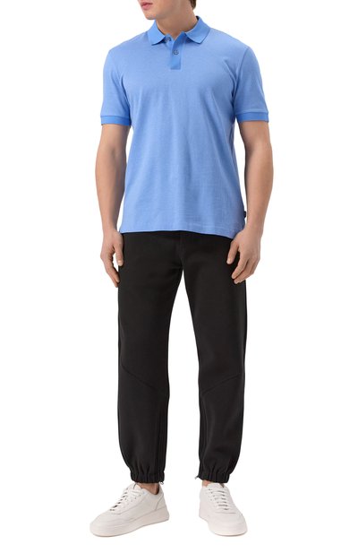 Хлопковое поло BOSS голубого цвета по цене 19500 руб., арт. 50532246, фото 2 Хлопковое поло BOSS, арт. 50532246, фото 2