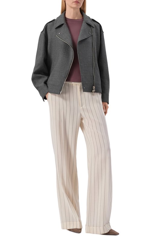 Хлопковая футболка Brunello Cucinelli MPT81BI100 Фиолетовый  MPT81BI100 Фото 2