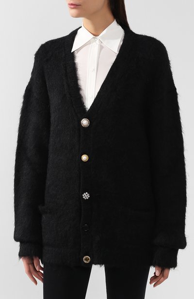 Шерстяной кардиган VETEMENTS черного цвета по цене 99850 руб., арт. WAH20KN305, фото 3 Шерстяной кардиган VETEMENTS, арт. WAH20KN305, фото 3