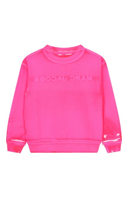 Детский хлопковый свитшот MARC JACOBS (THE) фуксия цвета, арт. W60435 | Фото 2 (Рукава: Длинные; Материал внешний: Хлопок; Материал сплава: Проставлено; Драгоценные камни: Проставлено)