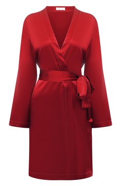 Женский шелковый халат LUNA DI SETA красного цвета, арт. VLST08009 | Фото 1 (Материал внешний: Шелк; Материал сплава: Проставлено; Нос: Не проставлено)