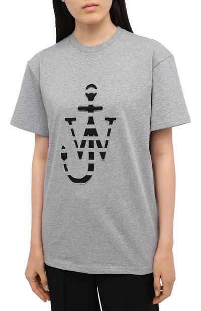 Хлопковая футболка JW ANDERSON серого цвета по цене 12700 руб., арт. JE0089 PG0079, фото 3 Хлопковая футболка JW ANDERSON, арт. JE0089 PG0079, фото 3