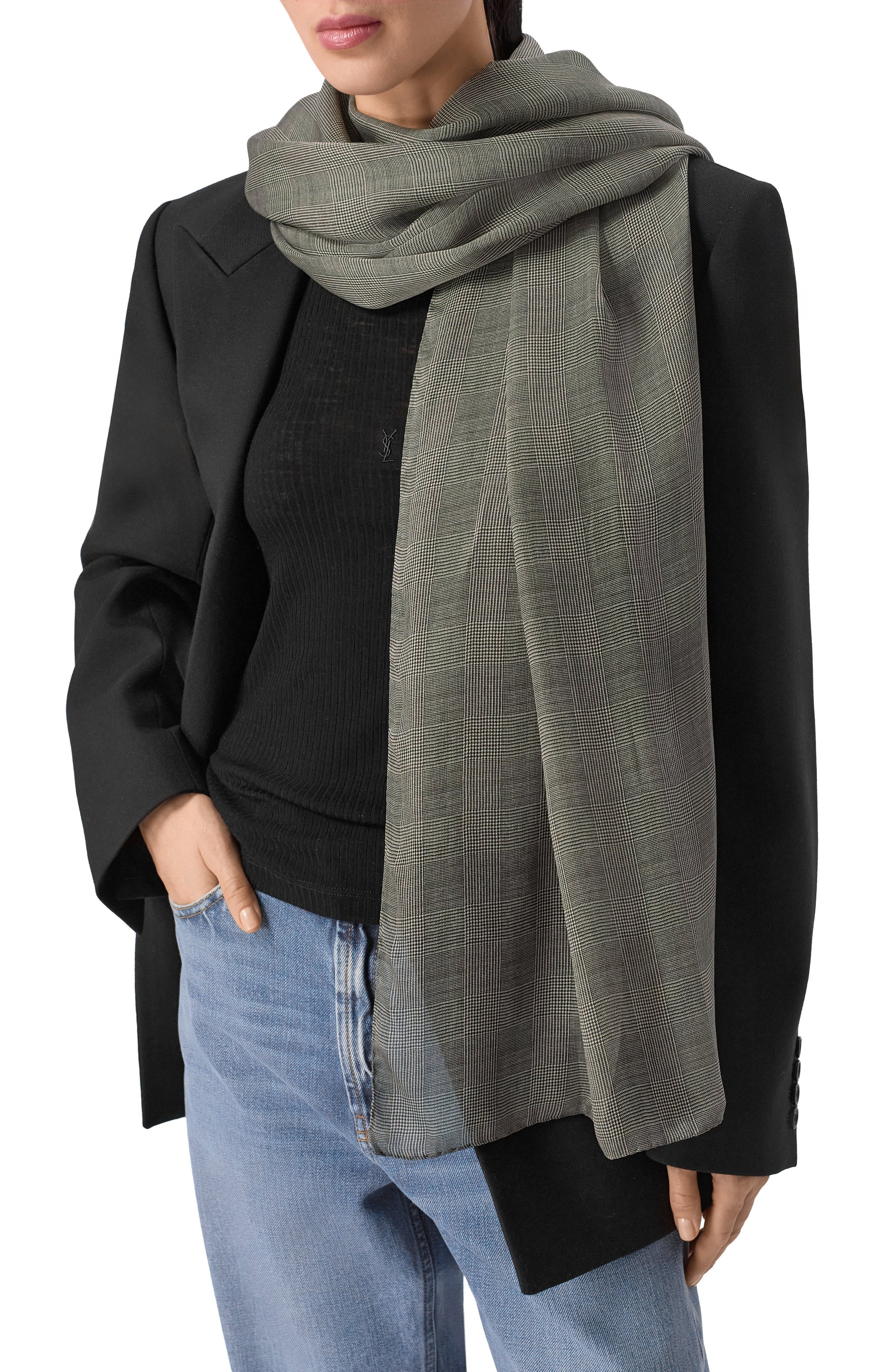 Шелковая шаль SAINT LAURENT, арт. 769719/3Y039, фото 2