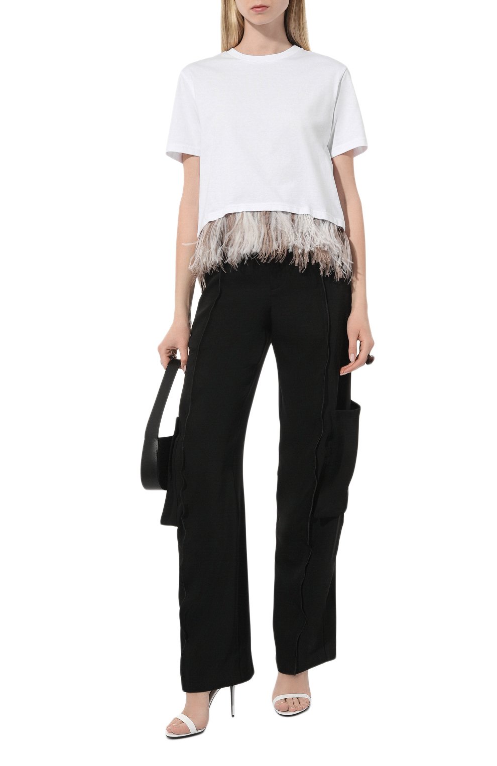 Футболка с отделкой перьями SIMONETTA RAVIZZA, арт. S04TP32T602, фото 2