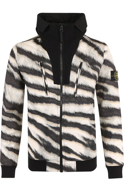 Хлопковая толстовка на молнии с воротником-стойкой и капюшоном STONE ISLAND, арт. 6915652E3, фото 1