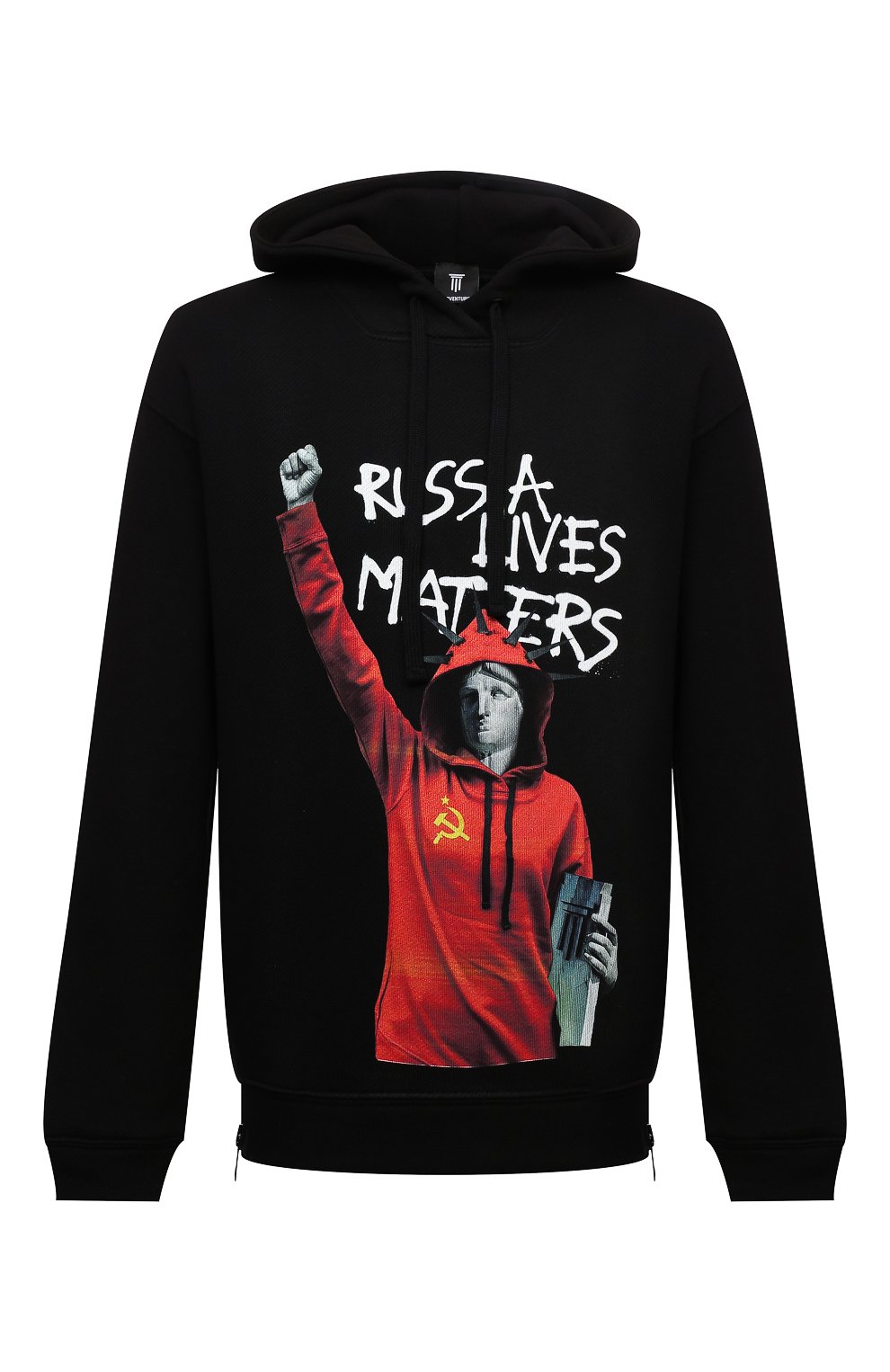 Хлопковое худи DIEGO VENTURINO черного цвета по цене 22300 руб., арт. FW21-DV FLH WWE-RLM, фото 1 Хлопковое худи DIEGO VENTURINO, арт. FW21-DV FLH WWE-RLM, фото 1