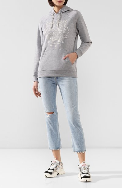 Хлопковое худи KENZO светло-серого цвета по цене 32400 руб., арт. F962SW8644X5, фото 2 Хлопковое худи KENZO, арт. F962SW8644X5, фото 2