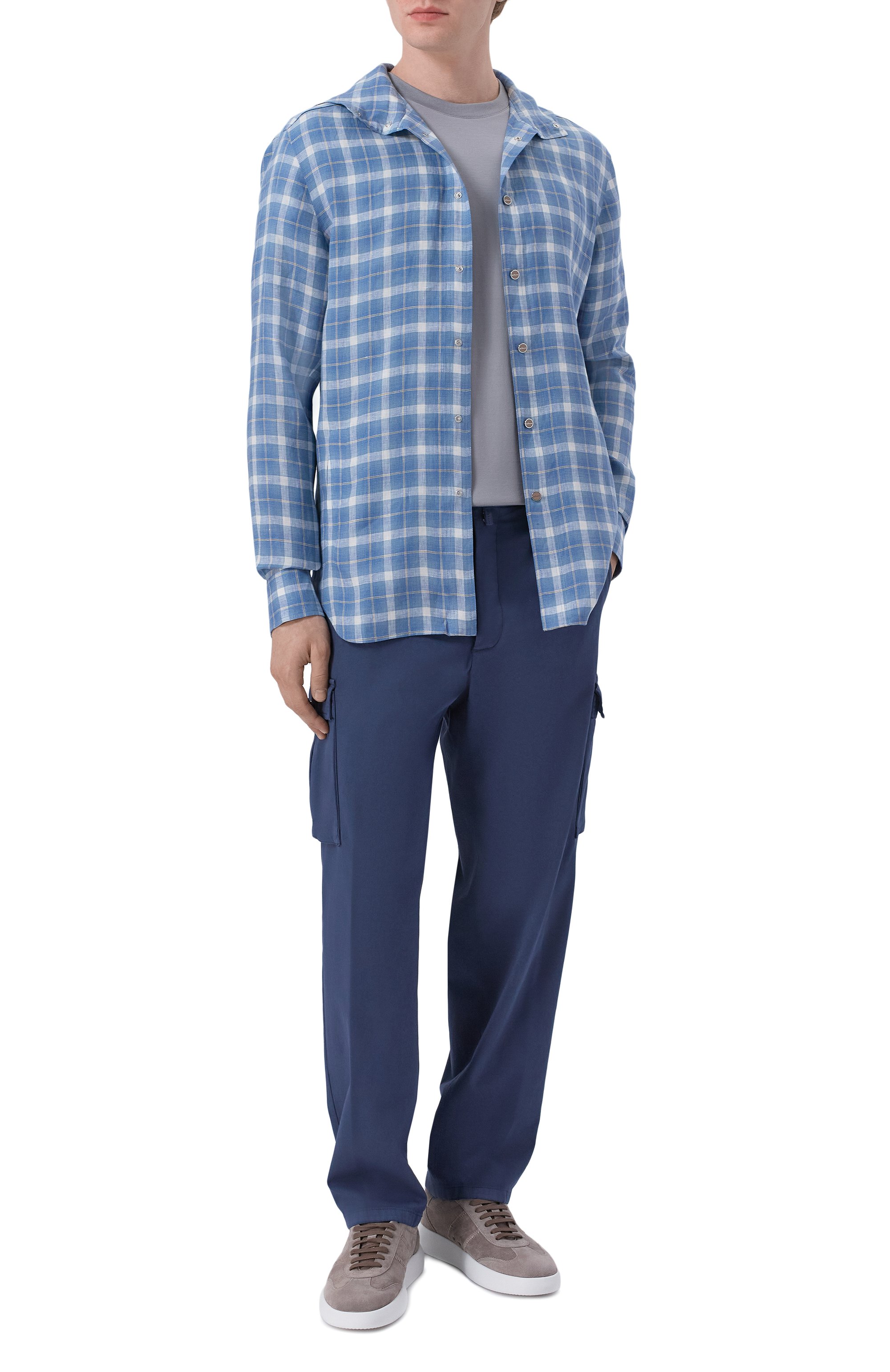 Льняная куртка-рубашка KITON голубого цвета по цене 121000 руб., арт. UMCMARH09617, фото 2 Льняная куртка-рубашка KITON, арт. UMCMARH09617, фото 2