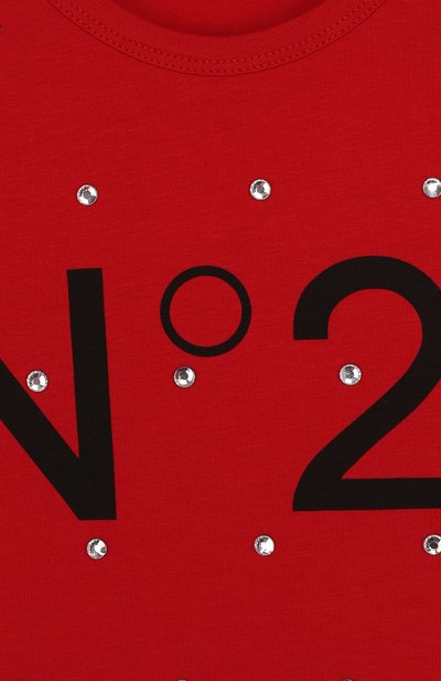 Хлопковая футболка с логотипом бренда и стразами N21, арт. 08 X/K707/5448/26-32, фото 3