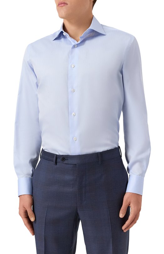 Хлопковая сорочка Brioni RCB10M/P106I Голубой  RCB10M/P106I Фото 3