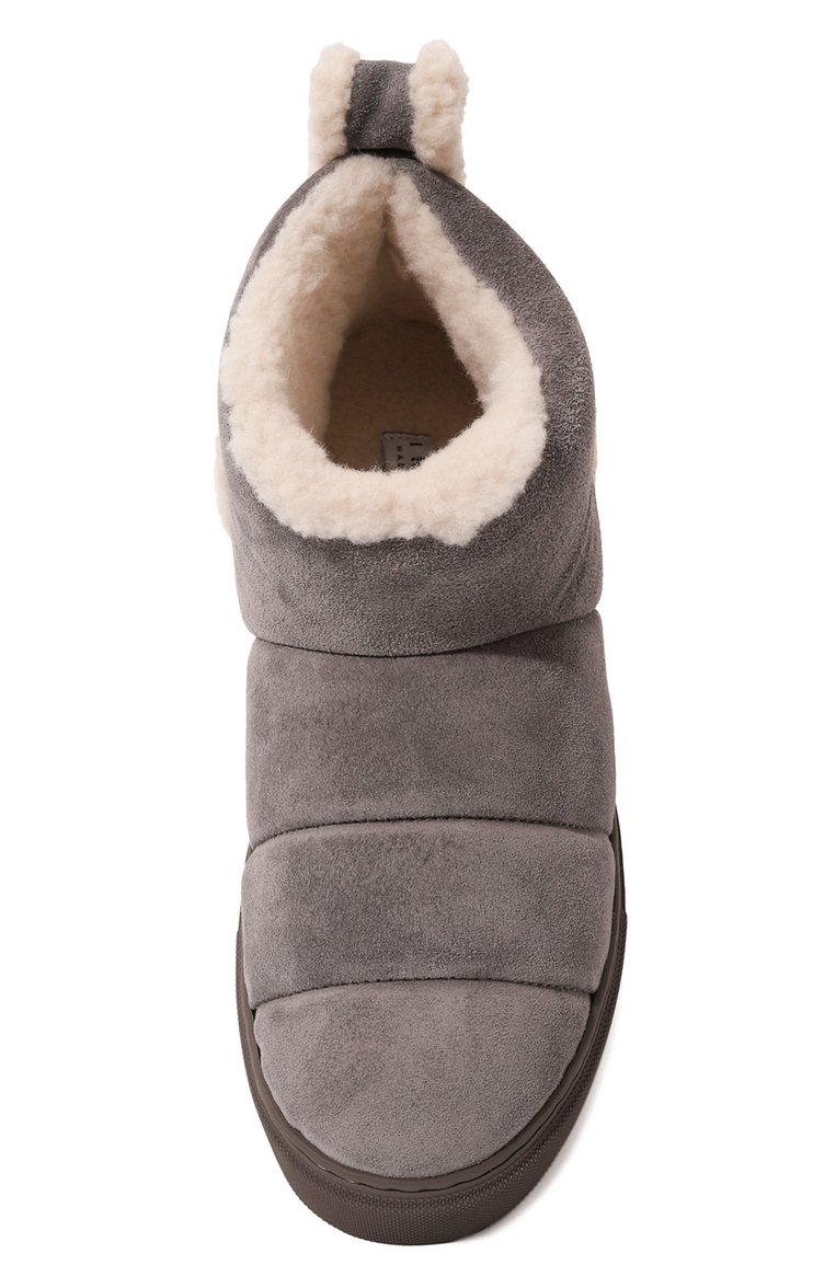 Женские замшевые полусапоги shearling slip-in INUIKII серого цвета, арт. 75202-010 | Фото 6 (Драгоценные камни: Проставлено; Подошва: Платформа; Материал утеплителя: Натуральный мех; Материал внешний: Натуральна�я кожа, Замша; Материал сплава: Проставлено; Высота голенища: Низкие; Кросс-КТ: угги)