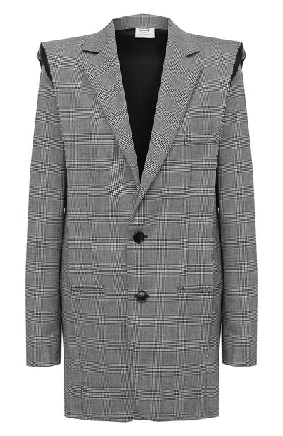 Женский шерстяной жа кет VETEMENTS, арт. WAH21JA021 1208/BLACK/WHITE CHECK