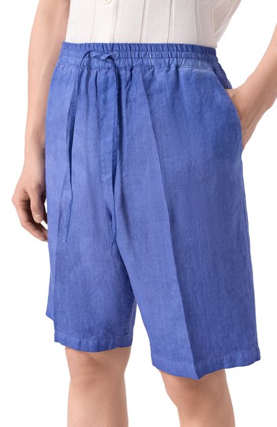 Льняные шорты 120% LINO синего цвета по цене 32450 руб., арт. 33ALIM29CM/0253/S00, фото 3 Льняные шорты 120% LINO, арт. 33ALIM29CM/0253/S00, фото 3