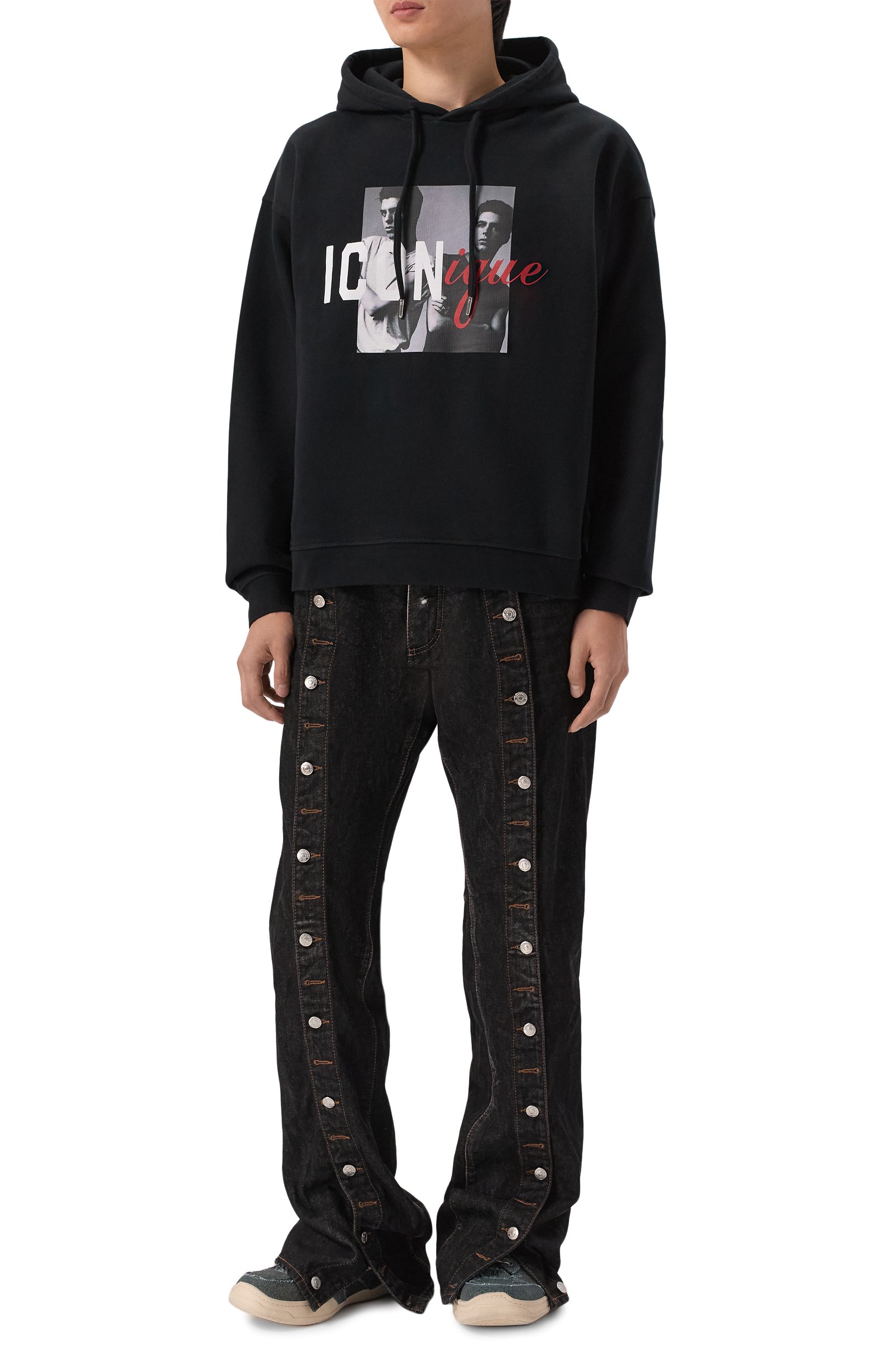 Хлопковое худи DSQUARED2 черного цвета по цене 54450 руб., арт. S78GU0092/D25029, фото 2 Хлопковое худи DSQUARED2, арт. S78GU0092/D25029, фото 2