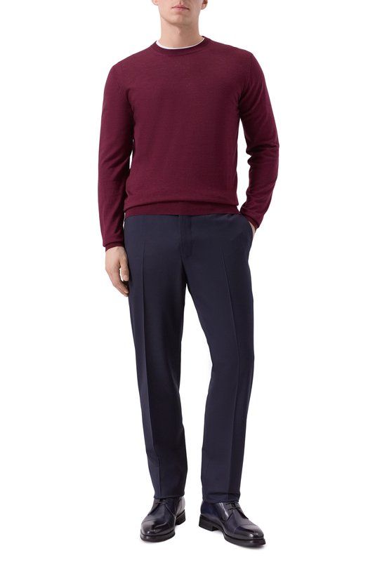 Джемпер из шерсти и шелка Andrea Campagna GC1ML/LSC18R Бордовый  GC1ML/LSC18R Фото 2