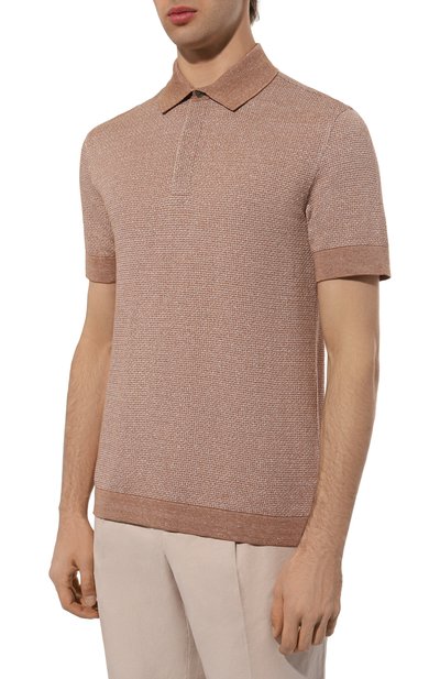 Поло из хлопка и льна ZEGNA, арт. UD372A7/D727, фото 3