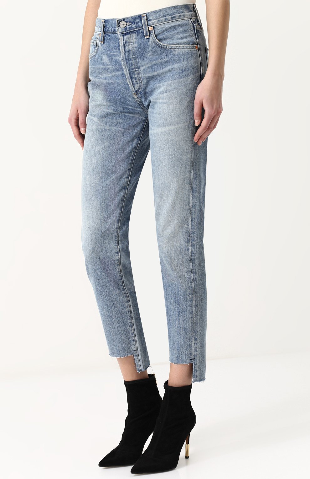 Укороченные джинсы прямого кроя с потертостями CITIZENS OF HUMANITY, арт. 1620B-837, фото 3