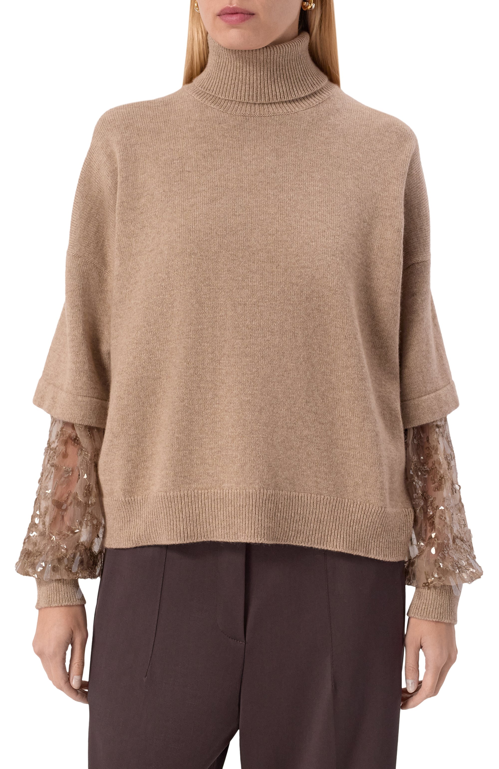 Кашемировый свитер BRUNELLO CUCINELLI бежевого цвета по цене 526500 руб., арт. M12730003, фото 3 Кашемировый свитер BRUNELLO CUCINELLI, арт. M12730003, фото 3