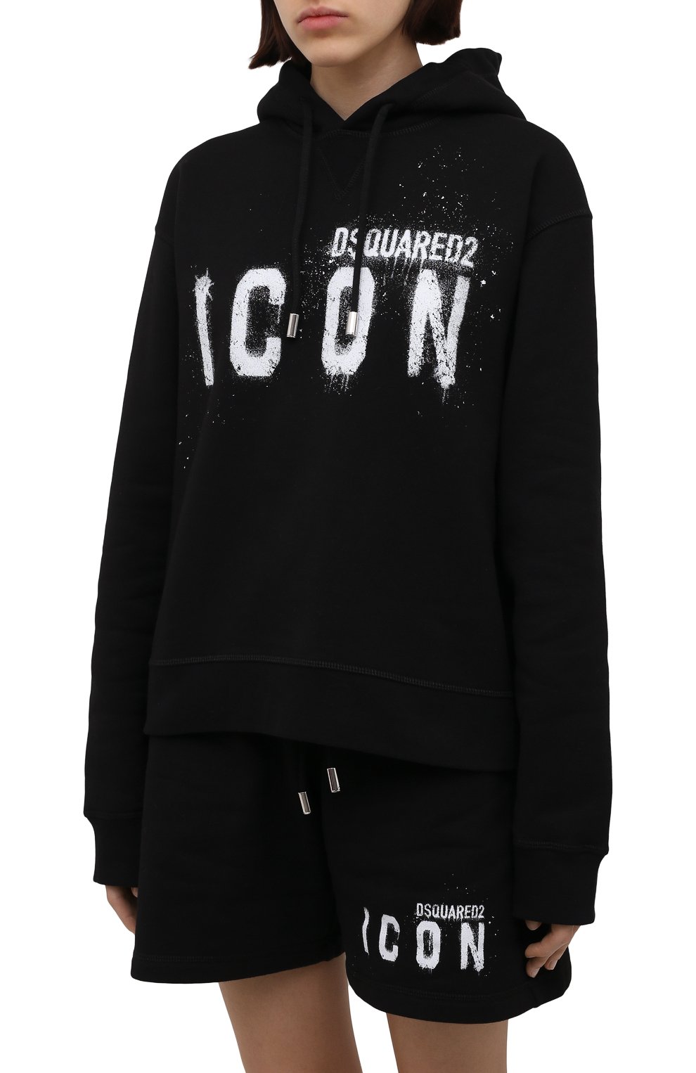 Хлопковое худи DSQUARED2 черного цвета по цене 44300 руб., арт. S80GU0054/S25516, фото 3 Хлопковое худи DSQUARED2, арт. S80GU0054/S25516, фото 3