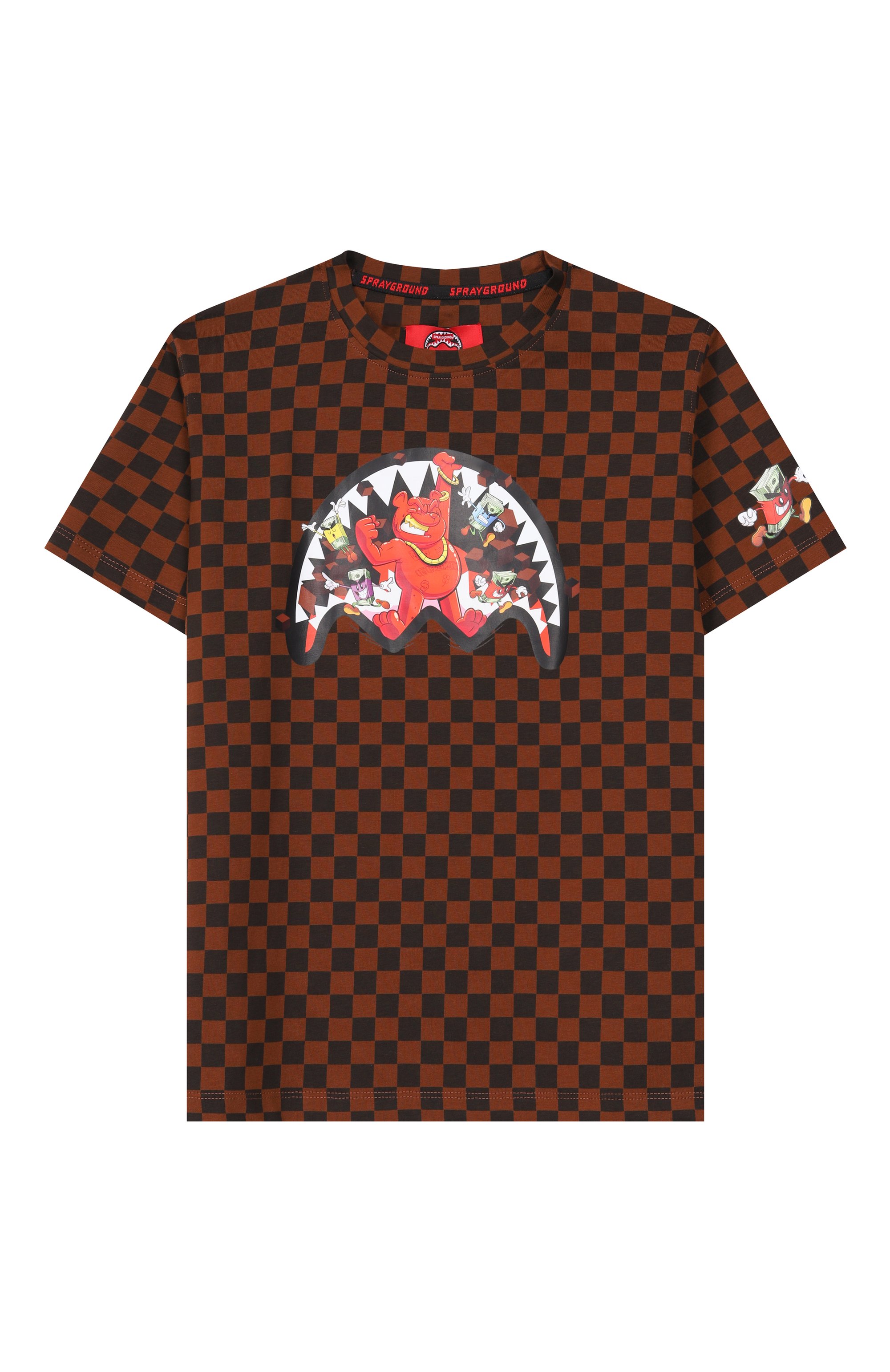 Хлопковая футболка SPRAYGROUND коричневого цвета по цене 9950 руб., арт. SPY1424, фото 1 Хлопковая футболка SPRAYGROUND, арт. SPY1424, фото 1