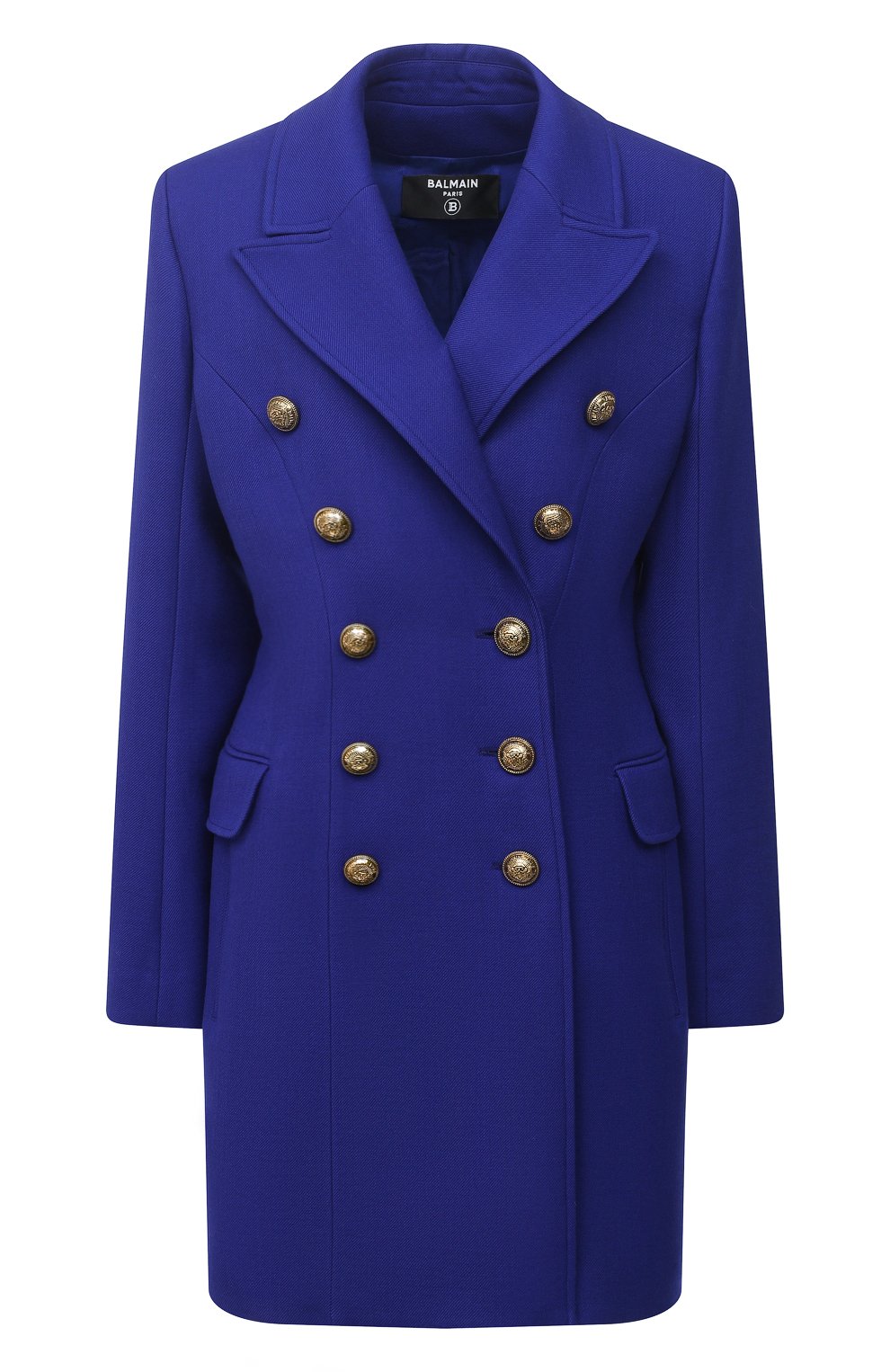 Шерстяное пальто BALMAIN синего цвета по цене 298000 руб., арт. UF19572/W072, фото 1 Шерстяное пальто BALMAIN, арт. UF19572/W072, фото 1