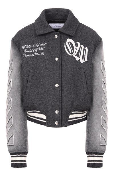 Женский комбинированный бомбер OFF-WHITE, арт. 0WEK00MF25DEN001