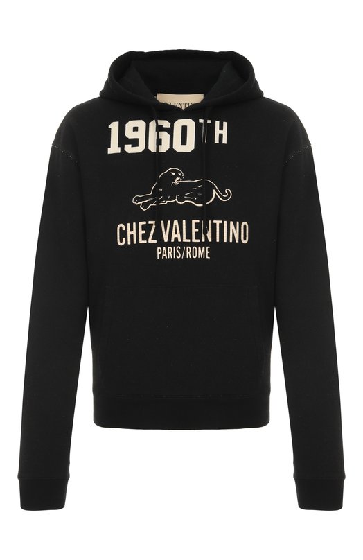 Худи из хлопка и вискозы Valentino 7V3MF29M/B1M Чёрный 7V3MF29M/B1M