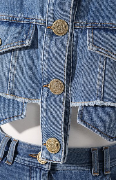 Джинсовая куртка BALMAIN голубого цвета по цене 118500 руб., арт. TF18122/D006, фото 5 Джинсовая куртка BALMAIN, арт. TF18122/D006, фото 5
