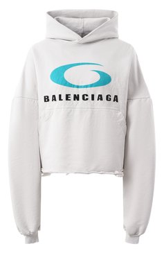 Женский хлопковое худи BALENCIAGA белого цвета, арт. 783397/TRVC3 | Фото 1 (Длина (для топов): Стандартные; Материал сплава: Проставлено; Драгоценные камни: Проставлено; Рукава: Длинные; Стили: Гранж; Женское Кросс-КТ: Худи-одежда; Материал внешний: Хлопок)