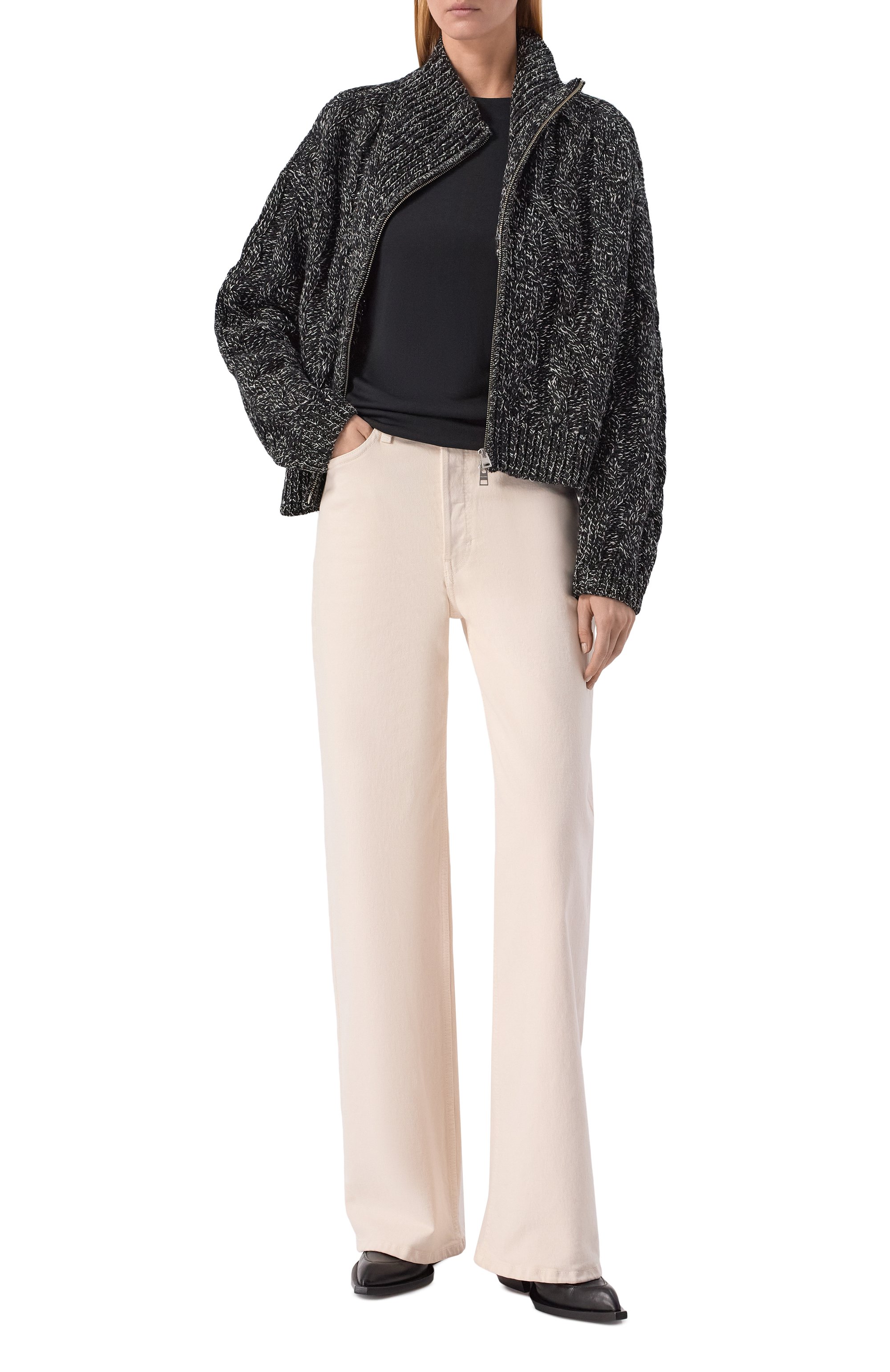 Кардиган из шерсти и хлопка CLOSED черно-белого цвета по цене 46850 руб., арт. C96449-98K-22, фото 2 Кардиган из шерсти и хлопка CLOSED, арт. C96449-98K-22, фото 2