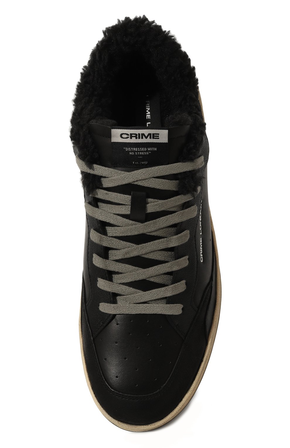 Кожаные кеды distressed CRIME LONDON черного цвета по цене 22300 руб., арт. 15208AA7, фото 6 Кожаные кеды distressed CRIME LONDON, арт. 15208AA7, фото 6