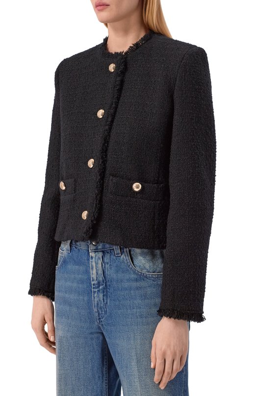 Твидовый жакет Weekend Max Mara AGAMI Чёрный  AGAMI Фото 3