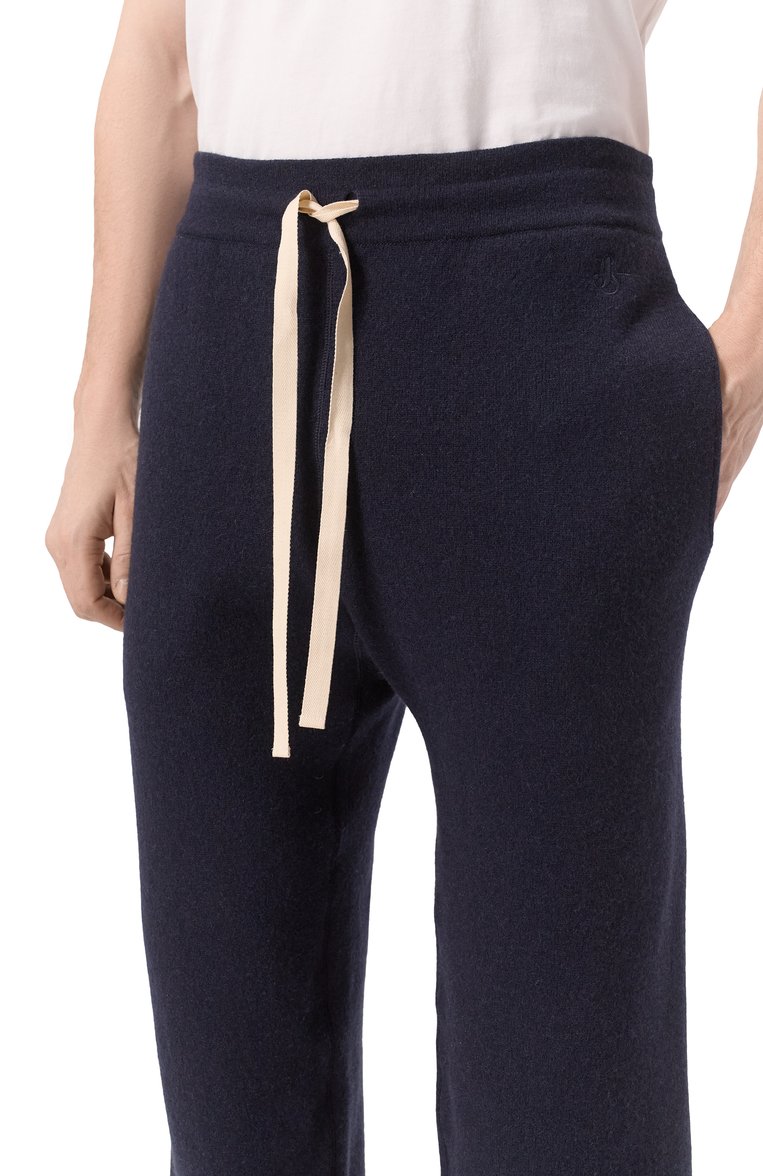 Мужские кашемировые джоггеры JIL SANDER темно-синего цвета, арт. J47KA0213-J13276 | Фото 5 (Материал внешний: Шерсть, Кашемир; Длина (брюки, джинсы): Стандартные; Силуэт М (брюки): Джоггеры; Стили: Спорт-шик)