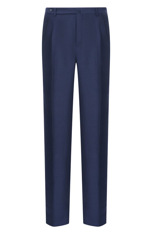 Брюки из шерсти и льна Brioni RP2D0L/P1A0L Синий RP2D0L/P1A0L