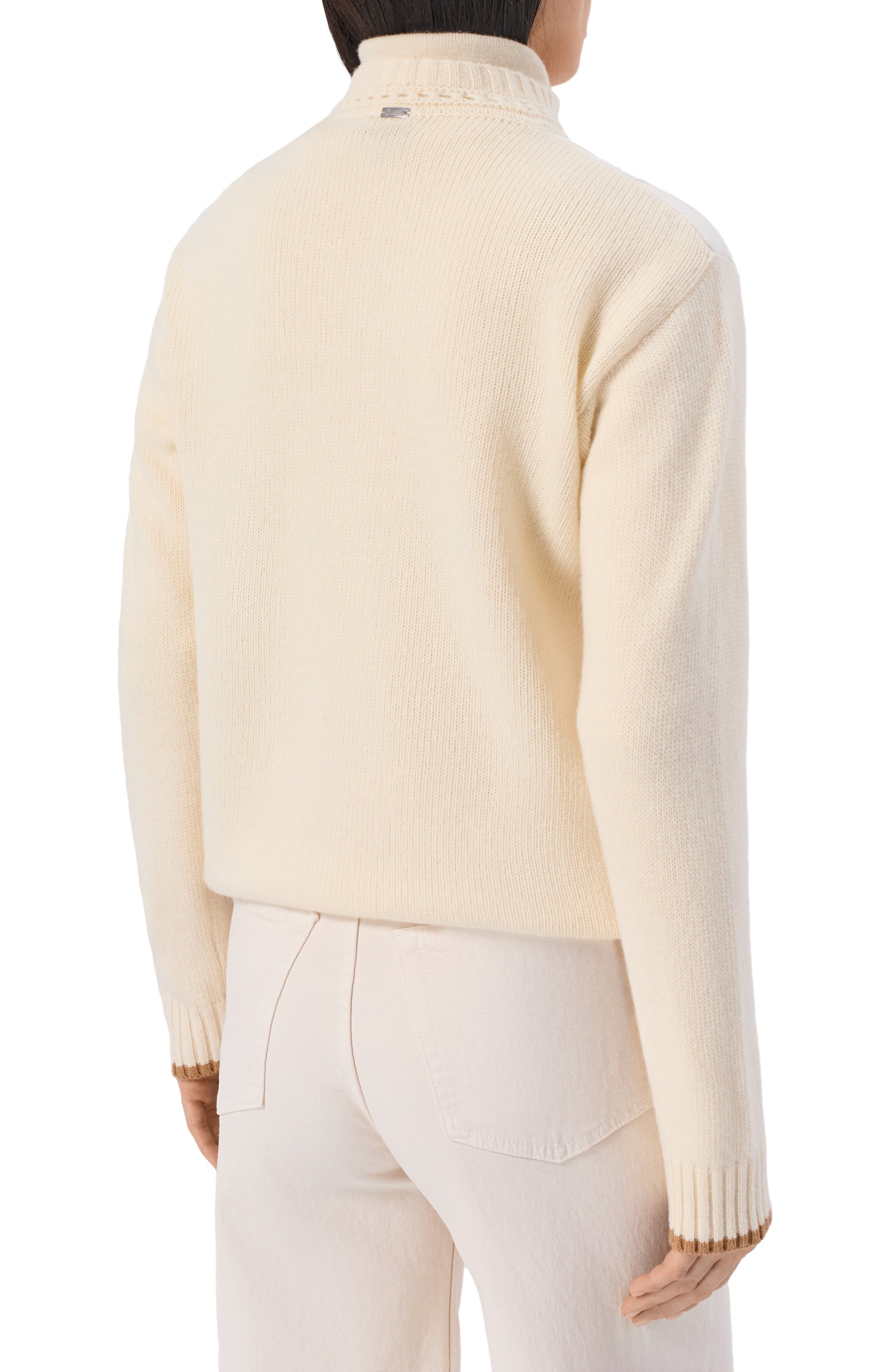 Комбинированный кардиган HERNO кремового цвета по цене 96200 руб., арт. MP000152D/70100, фото 4 Комбинированный кардиган HERNO, арт. MP000152D/70100, фото 4